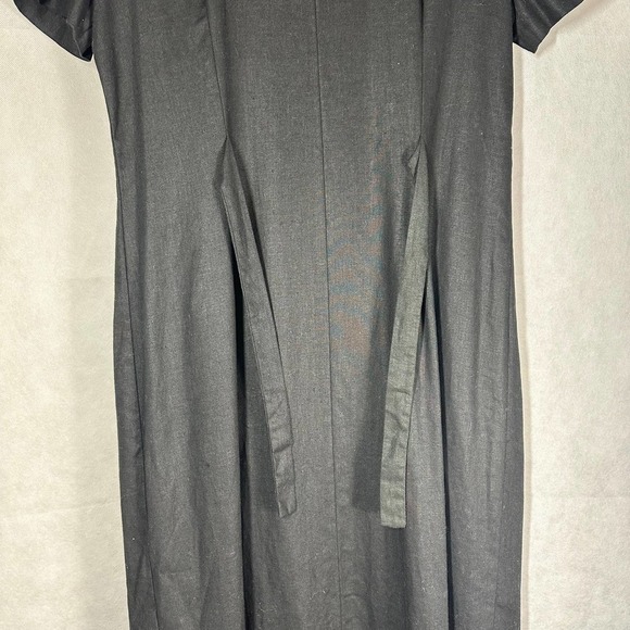 Vintage 90’s Orvis Linen Made in USA Black Button Front Midi Dress Size 12 - Picture 8 of 8